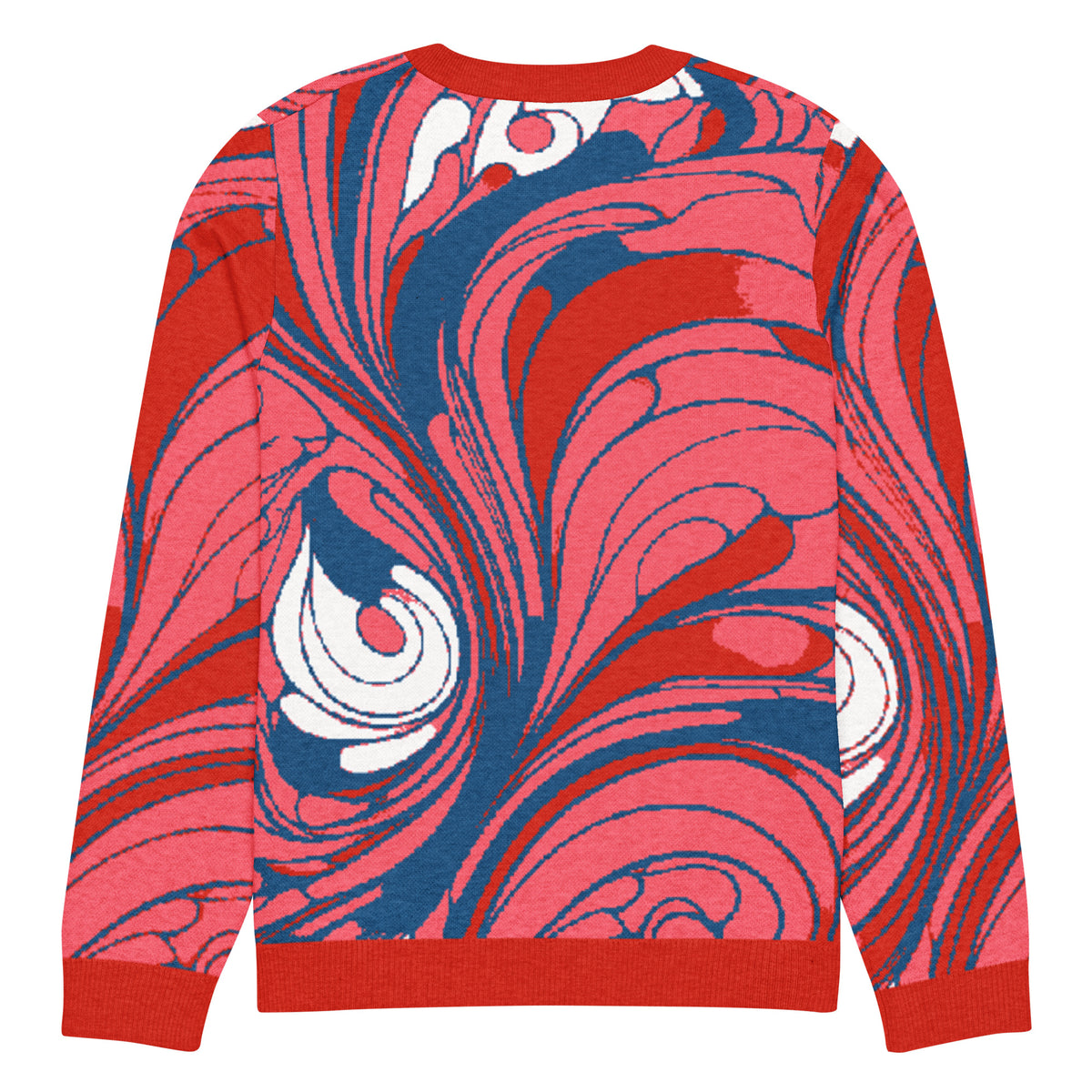 Baroque Swirl Knitted Jumper – Pink & Red, Unisex
