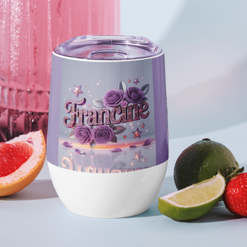 Wine tumbler-Francine Personalized Wine Tumbler – Floral Insulated Drinkware-Wine tumbler McXinetje-McXine