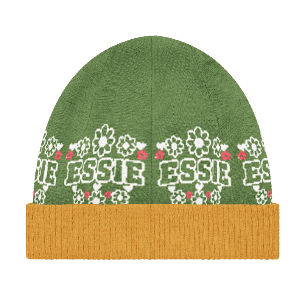 Personalised Daisy Knitted Beanie – Custom Name, Pastel