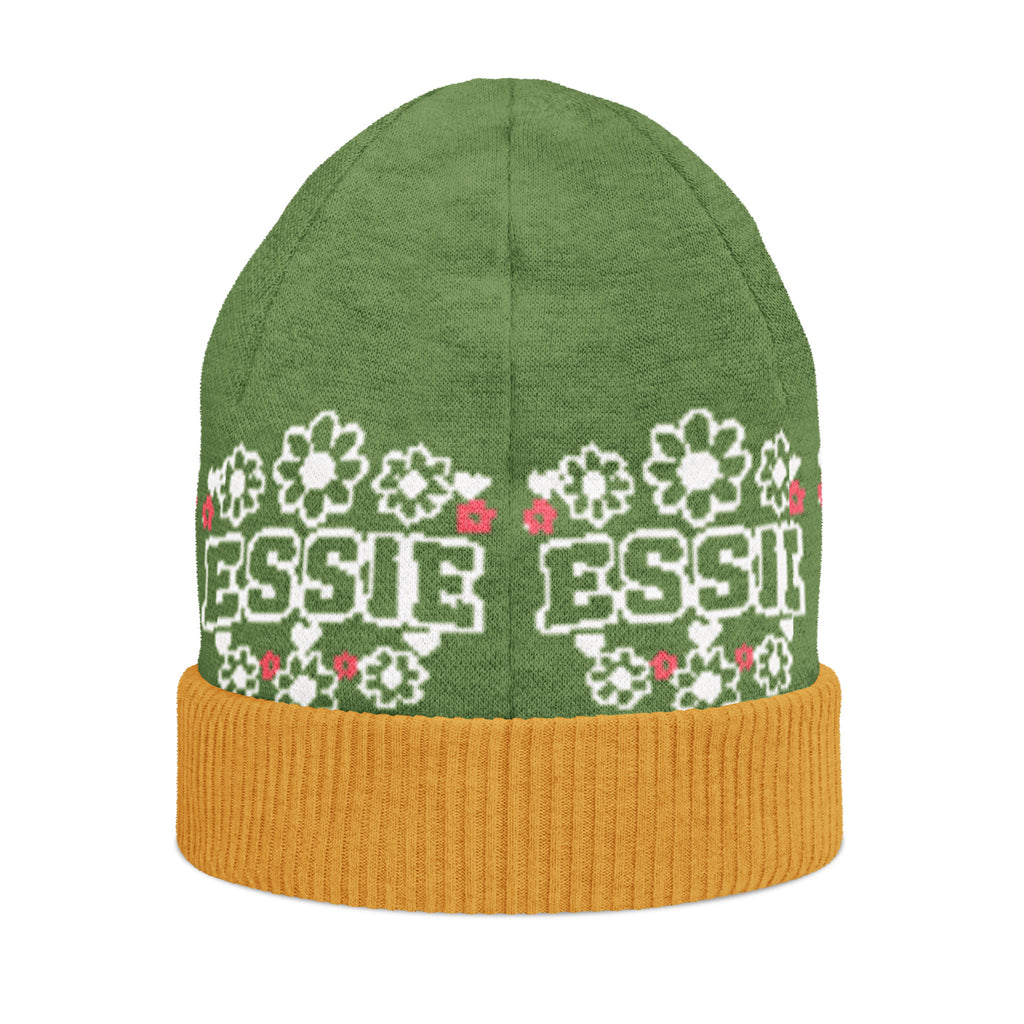 Personalised Daisy Knitted Beanie – Custom Name, Pastel