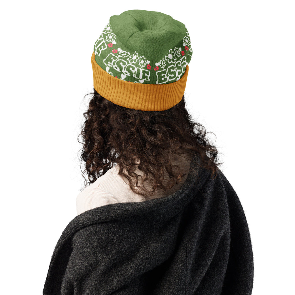 Personalised Daisy Knitted Beanie – Custom Name, Pastel