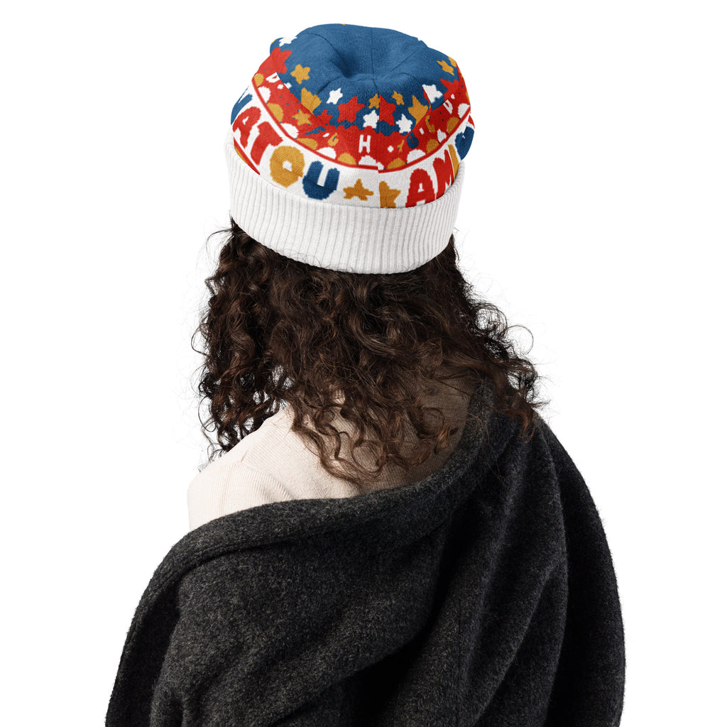 Personalised Alphabet Knitted Beanie – Custom Name, Colourful
