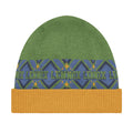 Personalised Geometric Knitted Beanie – Custom Name, Green & Blue