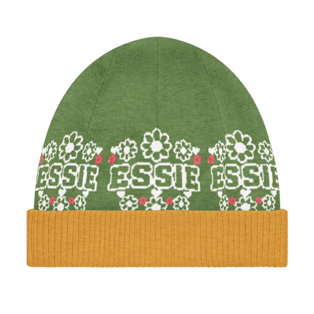 Personalised Daisy Knitted Beanie – Custom Name, Pastel