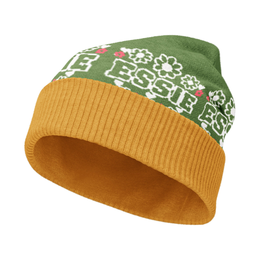 Personalised Daisy Knitted Beanie – Custom Name, Pastel