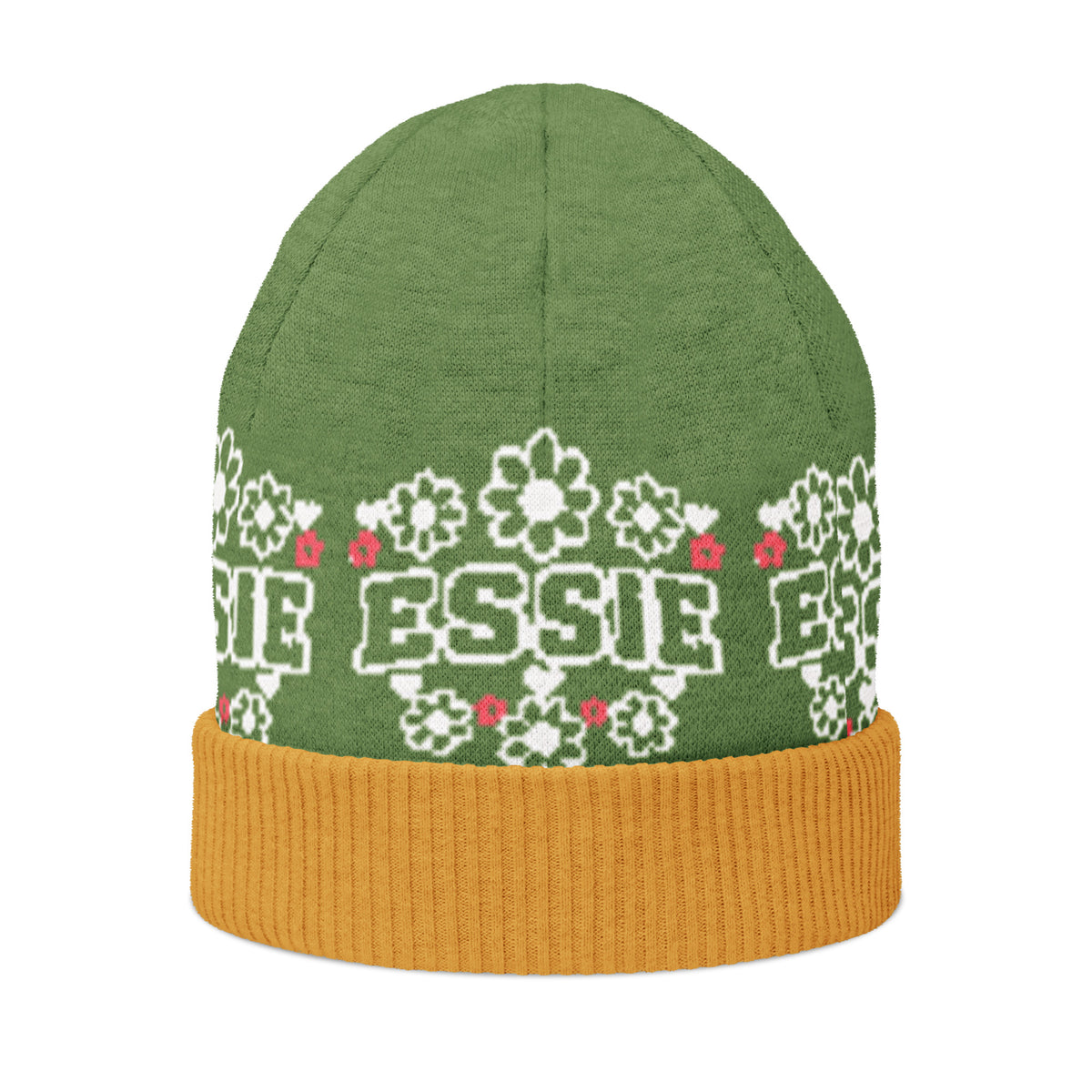 Personalised Daisy Knitted Beanie – Custom Name, Pastel