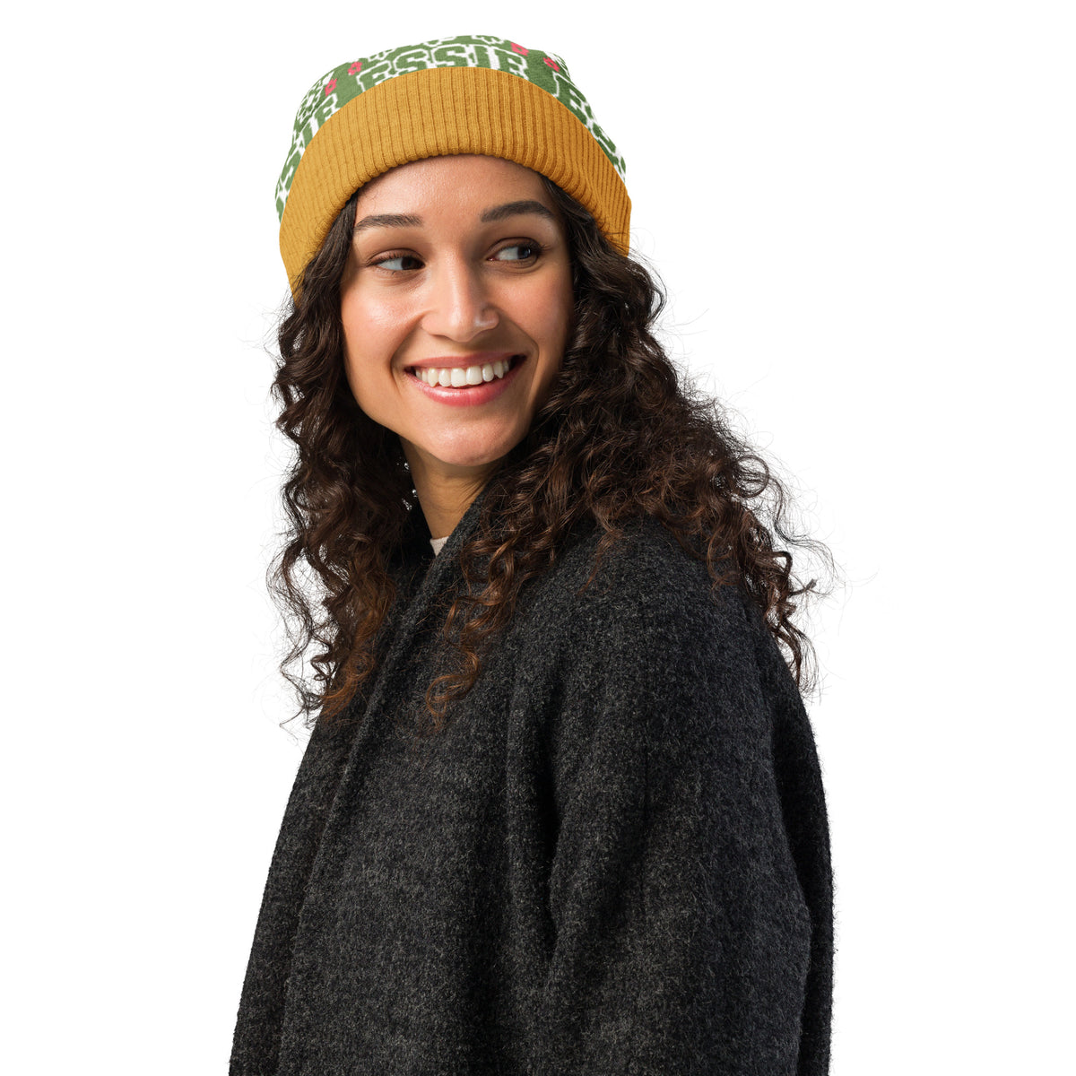 Personalised Daisy Knitted Beanie – Custom Name, Pastel