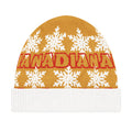 Personalised Snowflake Knitted Beanie – Custom Name, Mustard