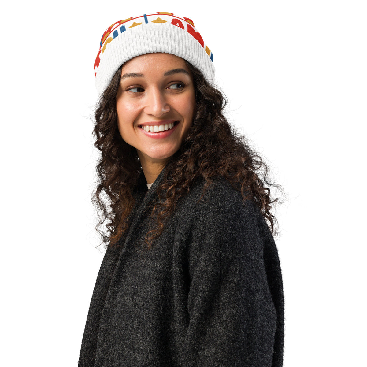 Personalised Alphabet Knitted Beanie – Custom Name, Colourful