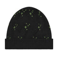 Black Knitted Beanie – Green Spark Pattern, Unisex