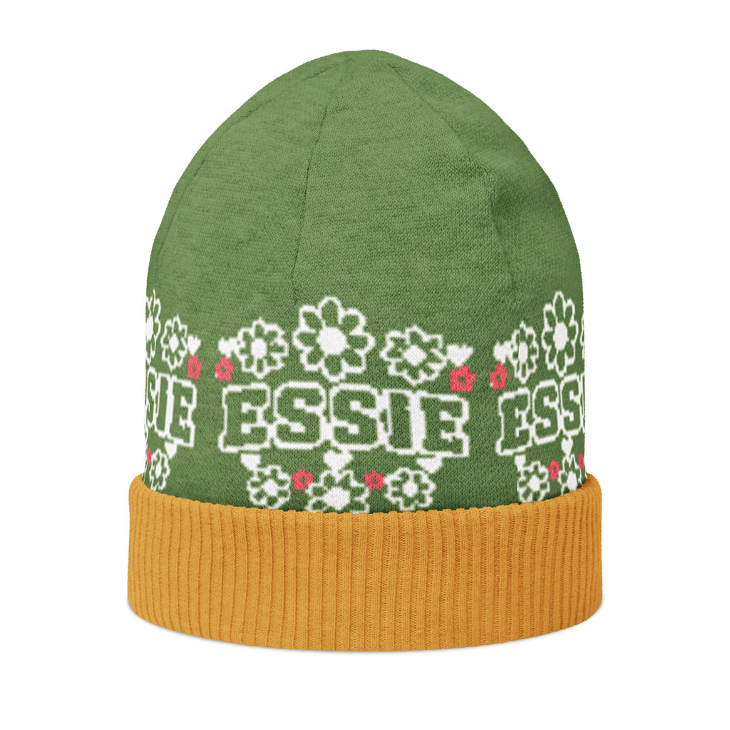 Personalised Daisy Knitted Beanie – Custom Name, Pastel