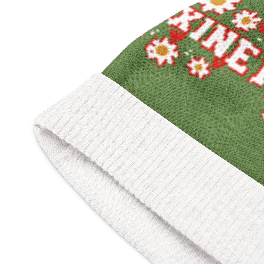Personalised Daisy Knitted Beanie – Custom Name, Floral