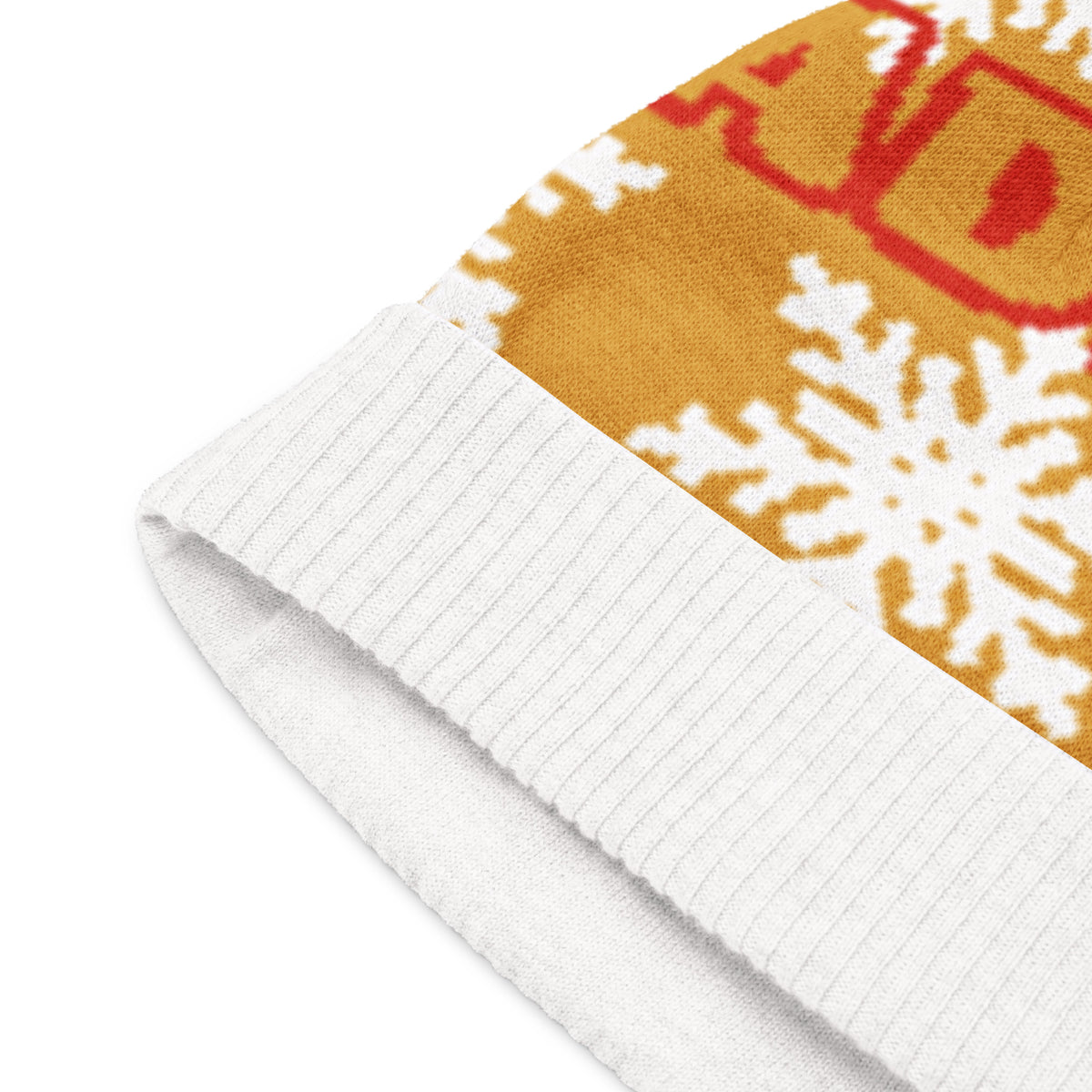 Personalised Snowflake Knitted Beanie – Custom Name, Mustard