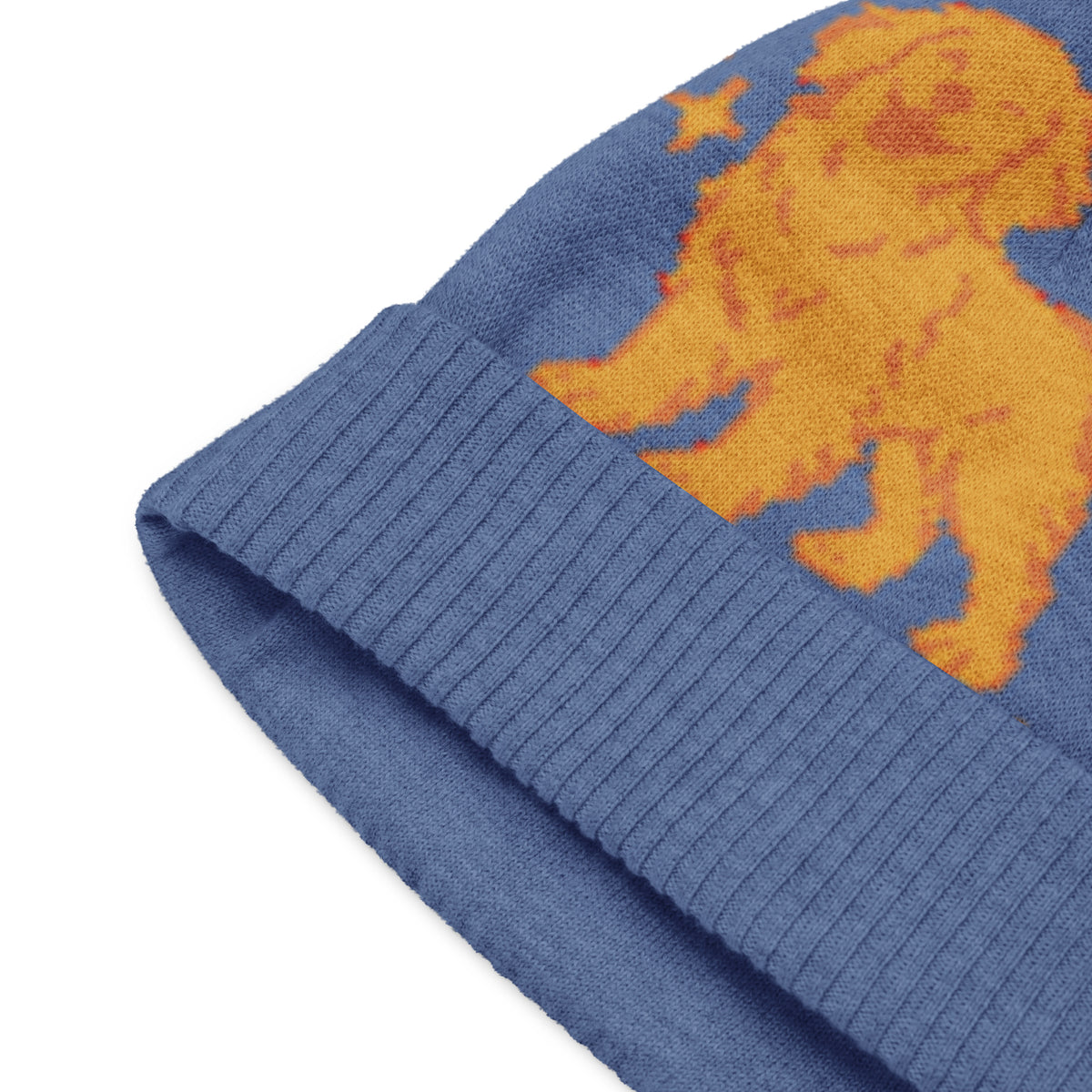 Golden Retriever Knitted Beanie – Blue, Unisex