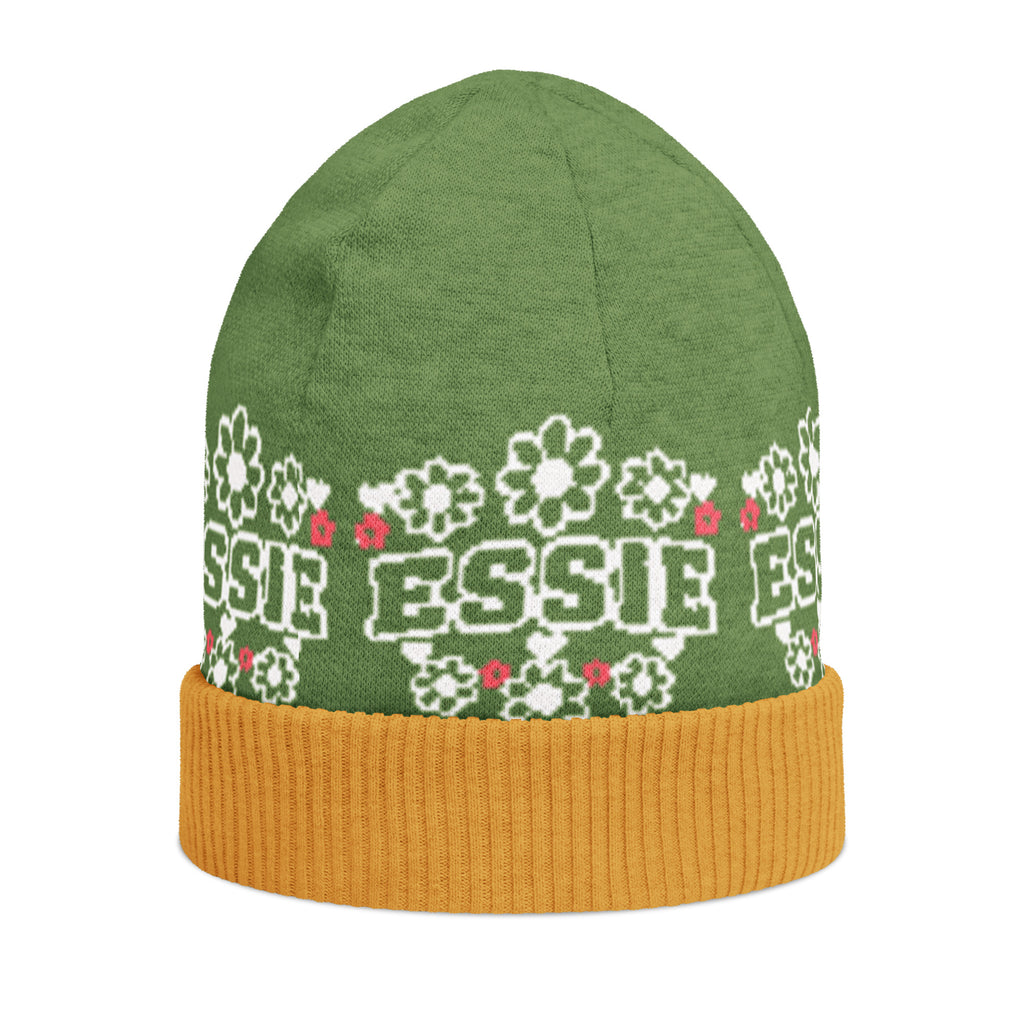 Personalised Daisy Knitted Beanie – Custom Name, Pastel