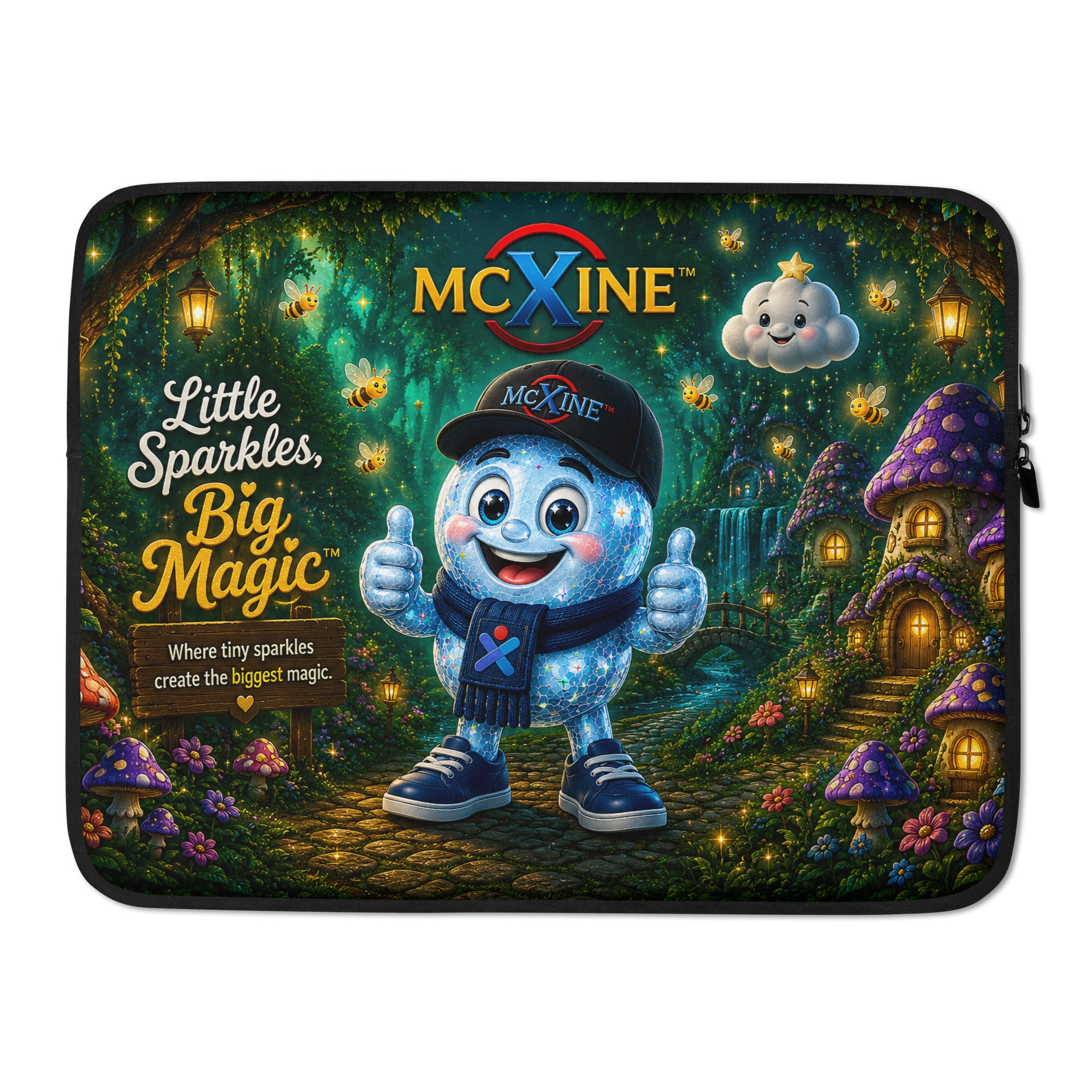 McXine® Little Sparkles Big Magic™ Laptop Sleeve – Enchanted Forest Edition with Xinetje mascot