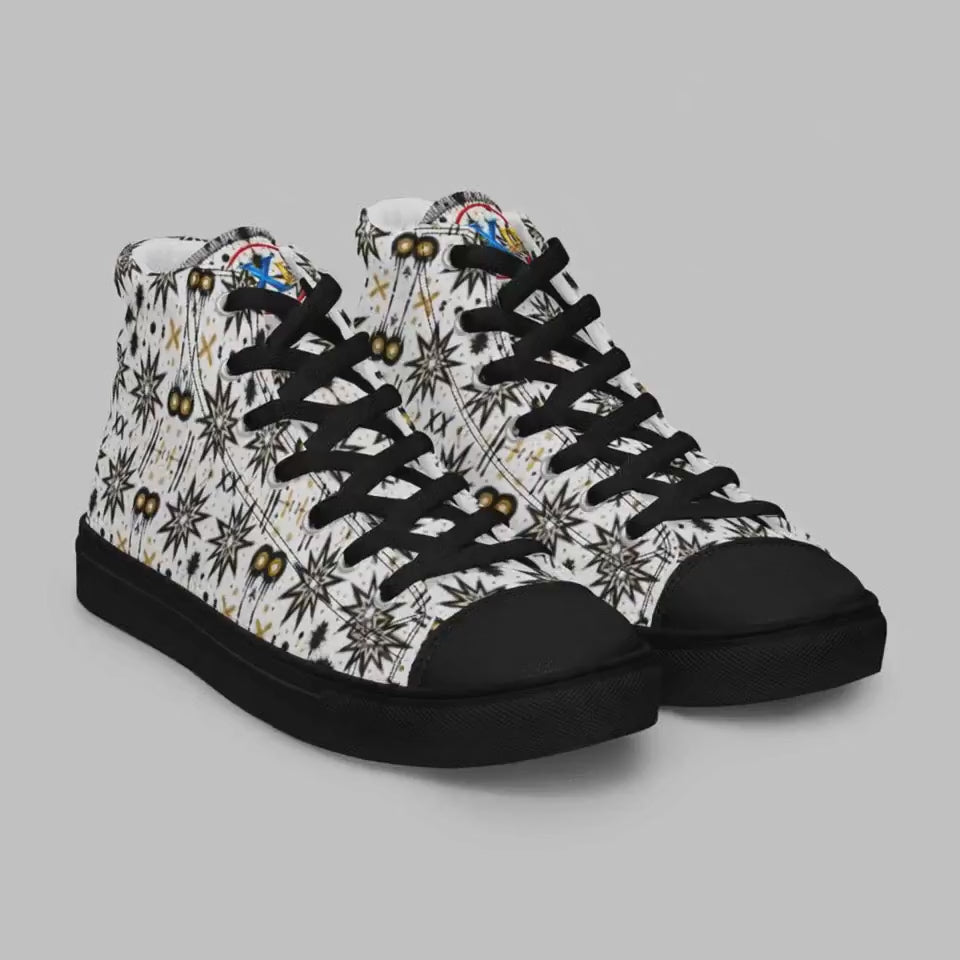 X Mark the Spark™ | Men's High Top Canvas Shoes | Bold Black & Gold Starburst Print | McXinetje-McXine