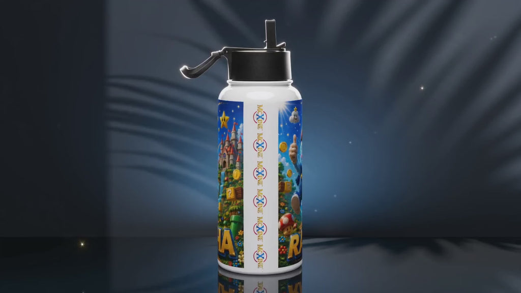 Xinetje's Adventure – Personalised Kids Water Bottle 32oz with Straw Lid | Back to School Gift