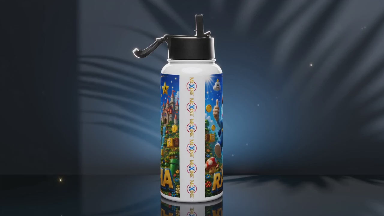 Xinetje's Adventure – Personalised Kids Water Bottle 32oz with Straw Lid | Back to School Gift