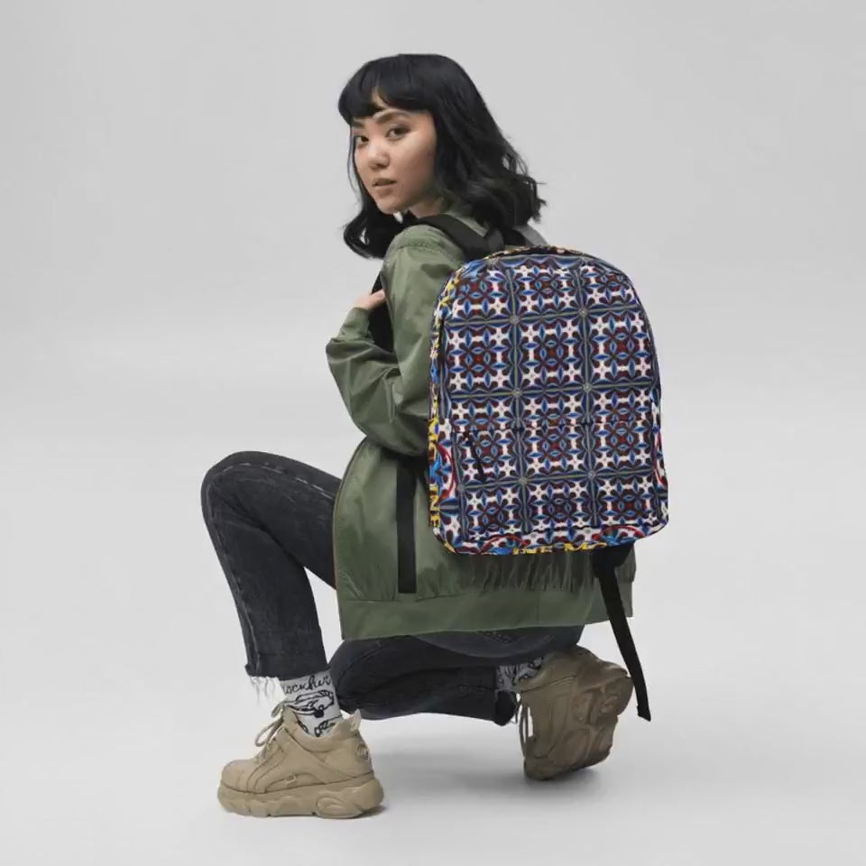 McXinetje® Kaleidoscope Backpack | Blue Geometric All-Over Print | Kids & Teen Backpack | McXinetje-McXine