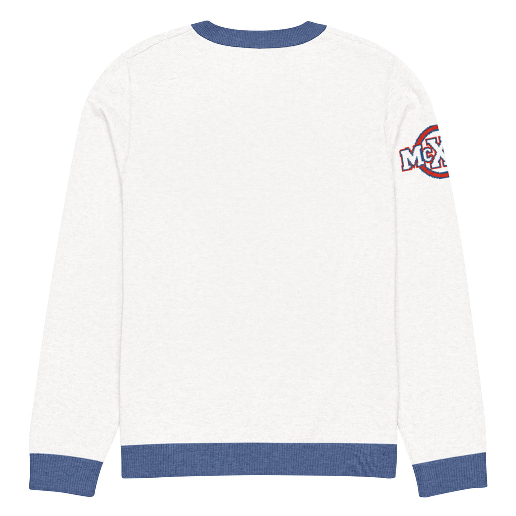 Brave x McXine Knitted Jumper – White & Blue, Unisex
