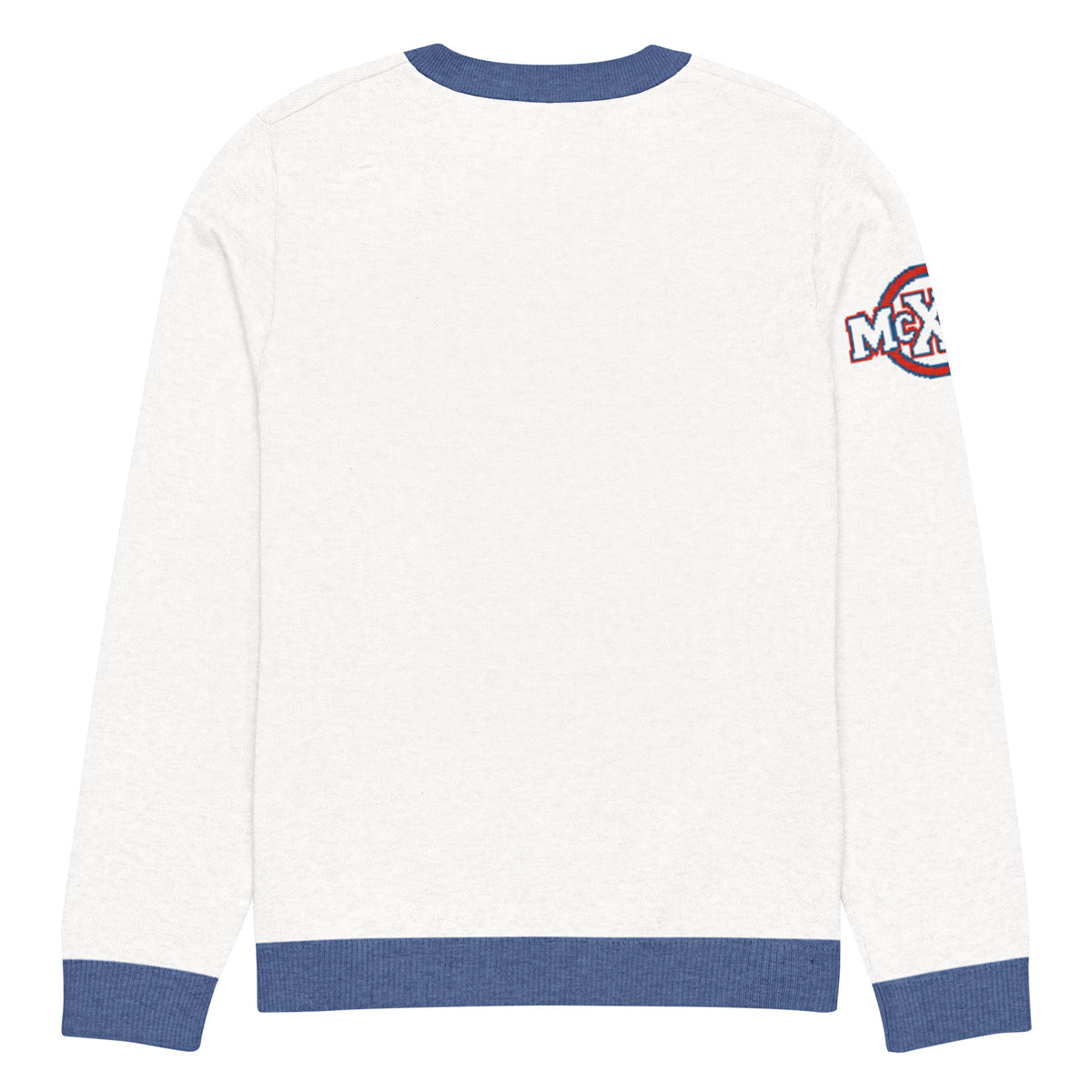 Brave x McXine Knitted Jumper – White & Blue, Unisex