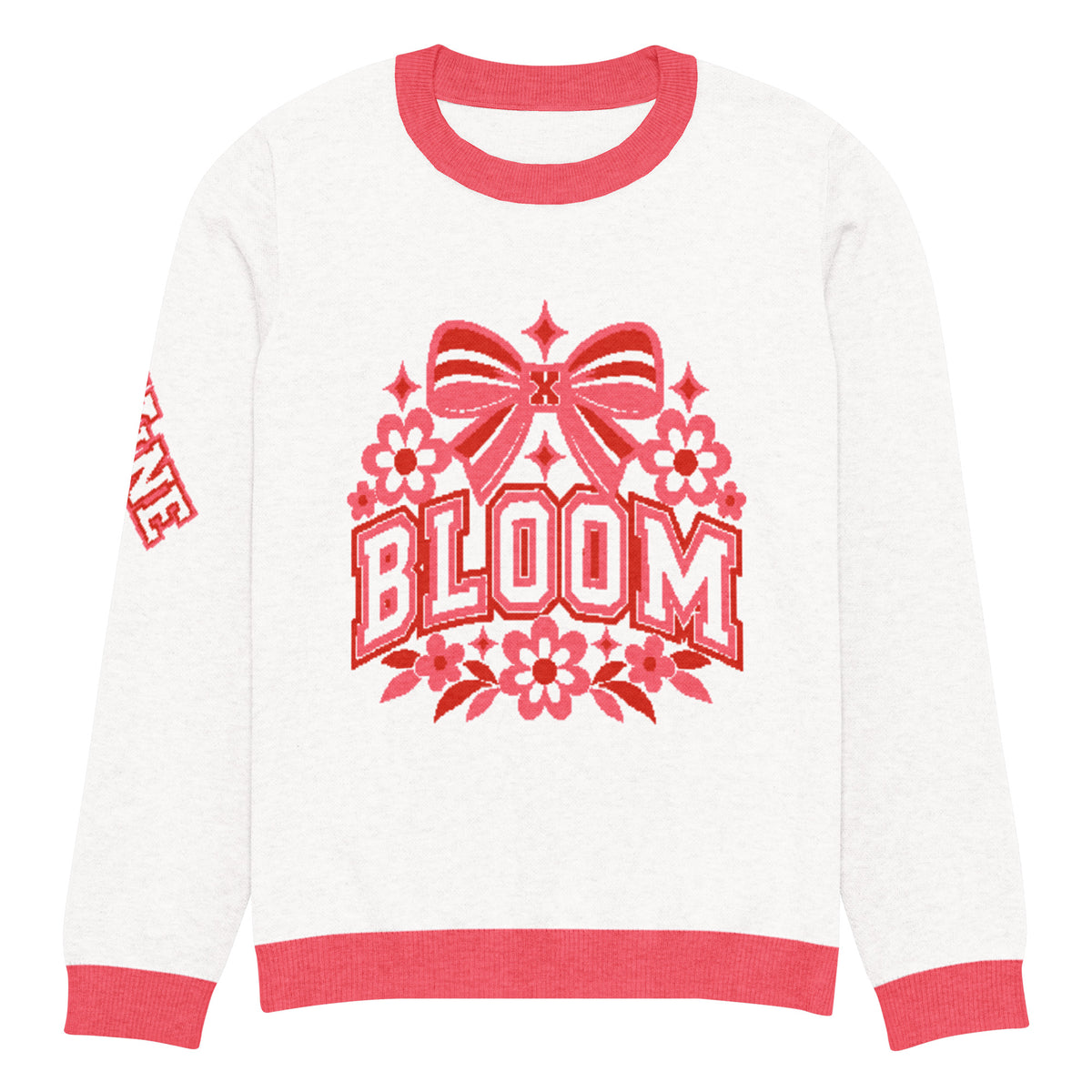 Bloom Knitted Jumper – White & Pink