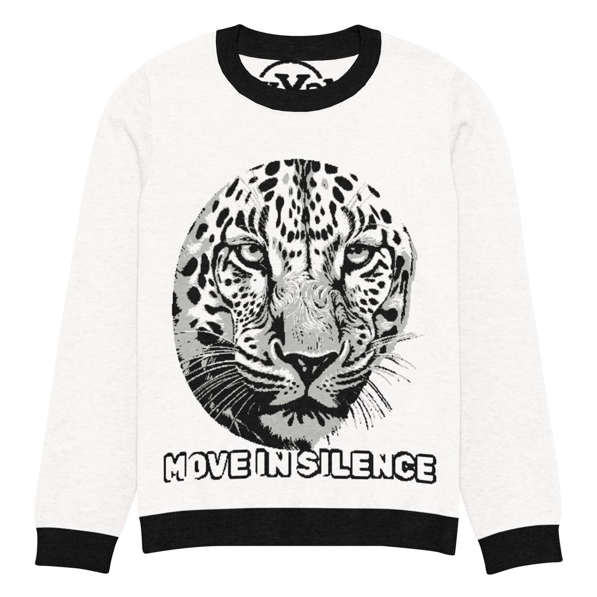 Move in Silence Leopard Knitted Jumper – White, Unisex