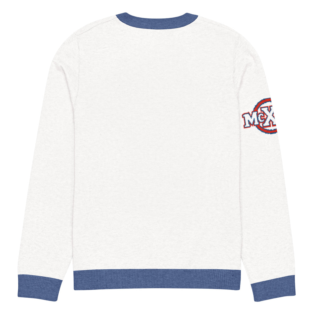 Brave x McXine Knitted Jumper – White & Blue, Unisex