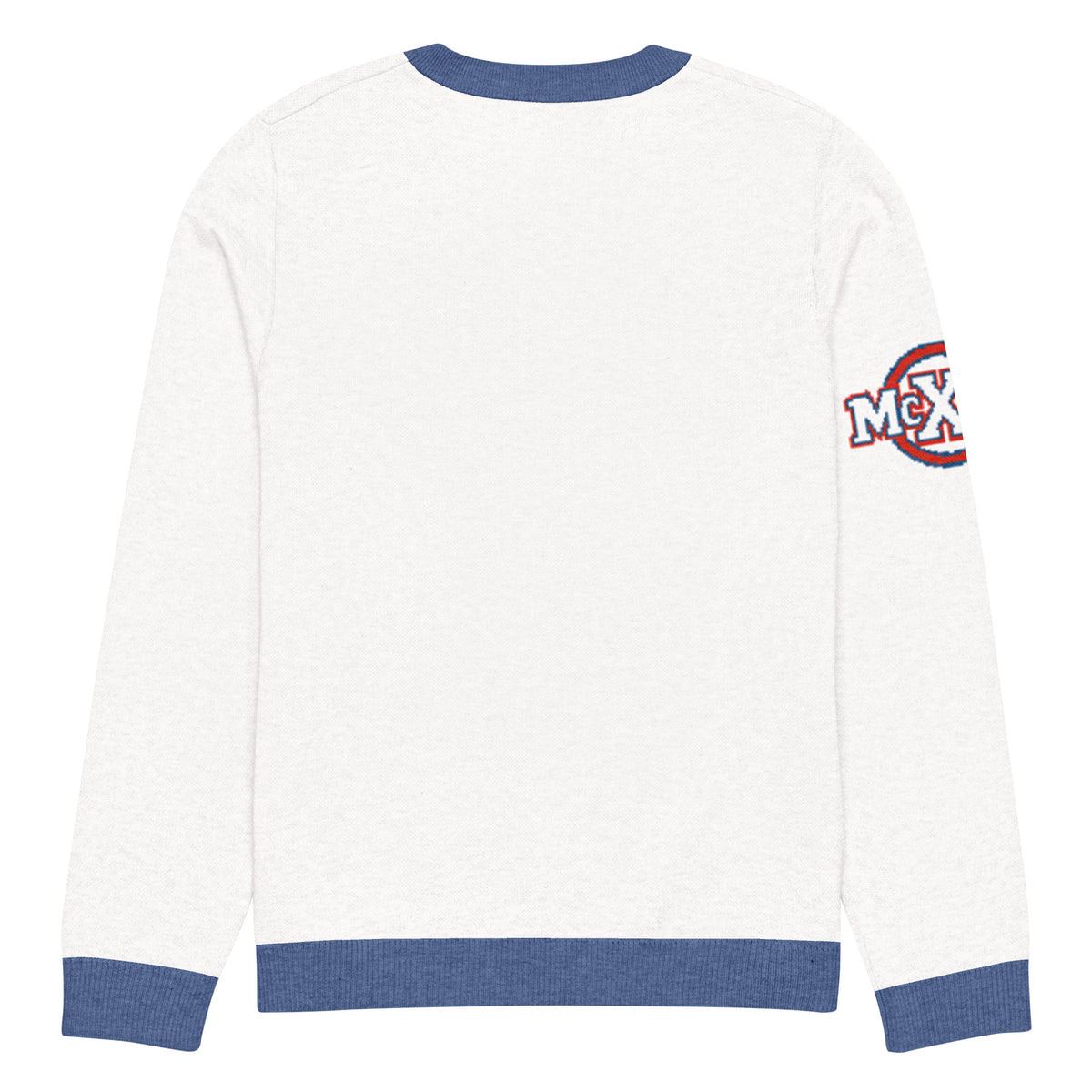 Brave x McXine Knitted Jumper – White & Blue, Unisex