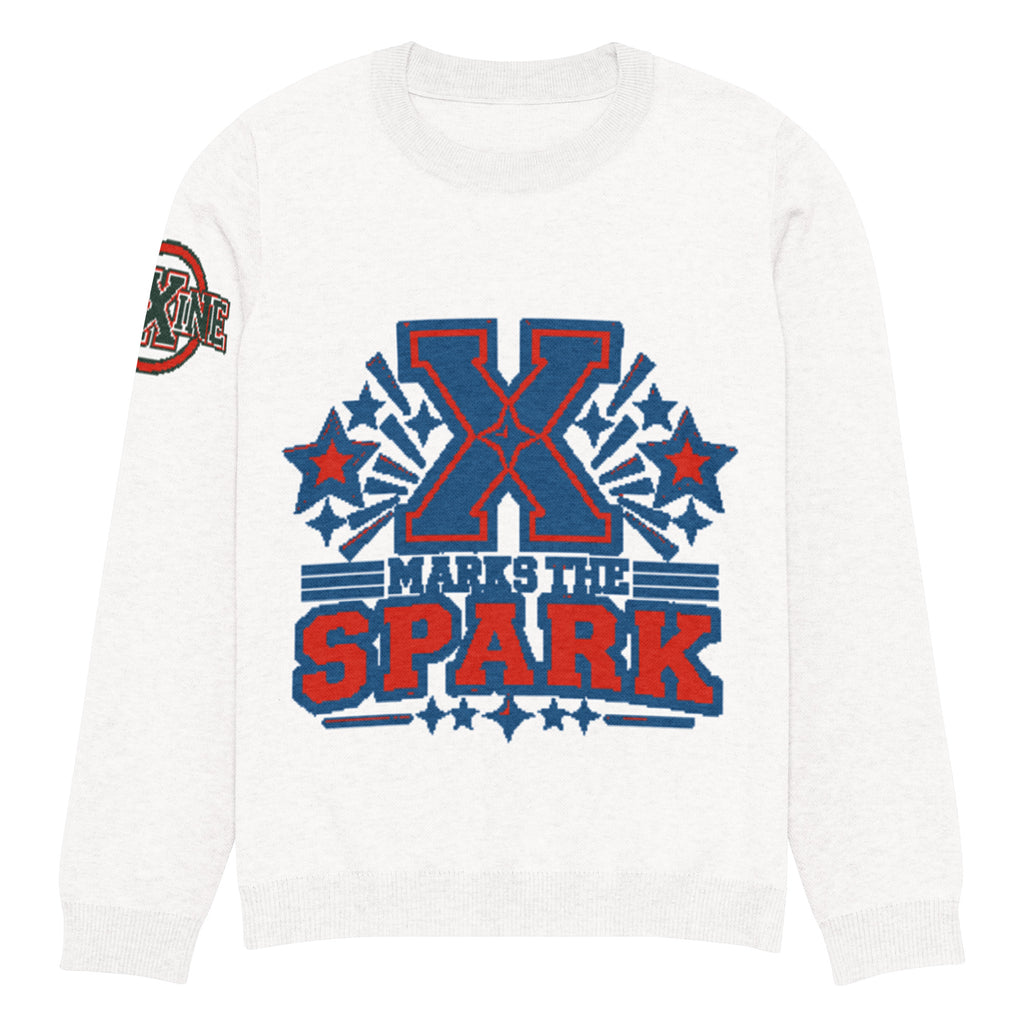 X Marks the Spark Knitted Jumper – Navy & Red
