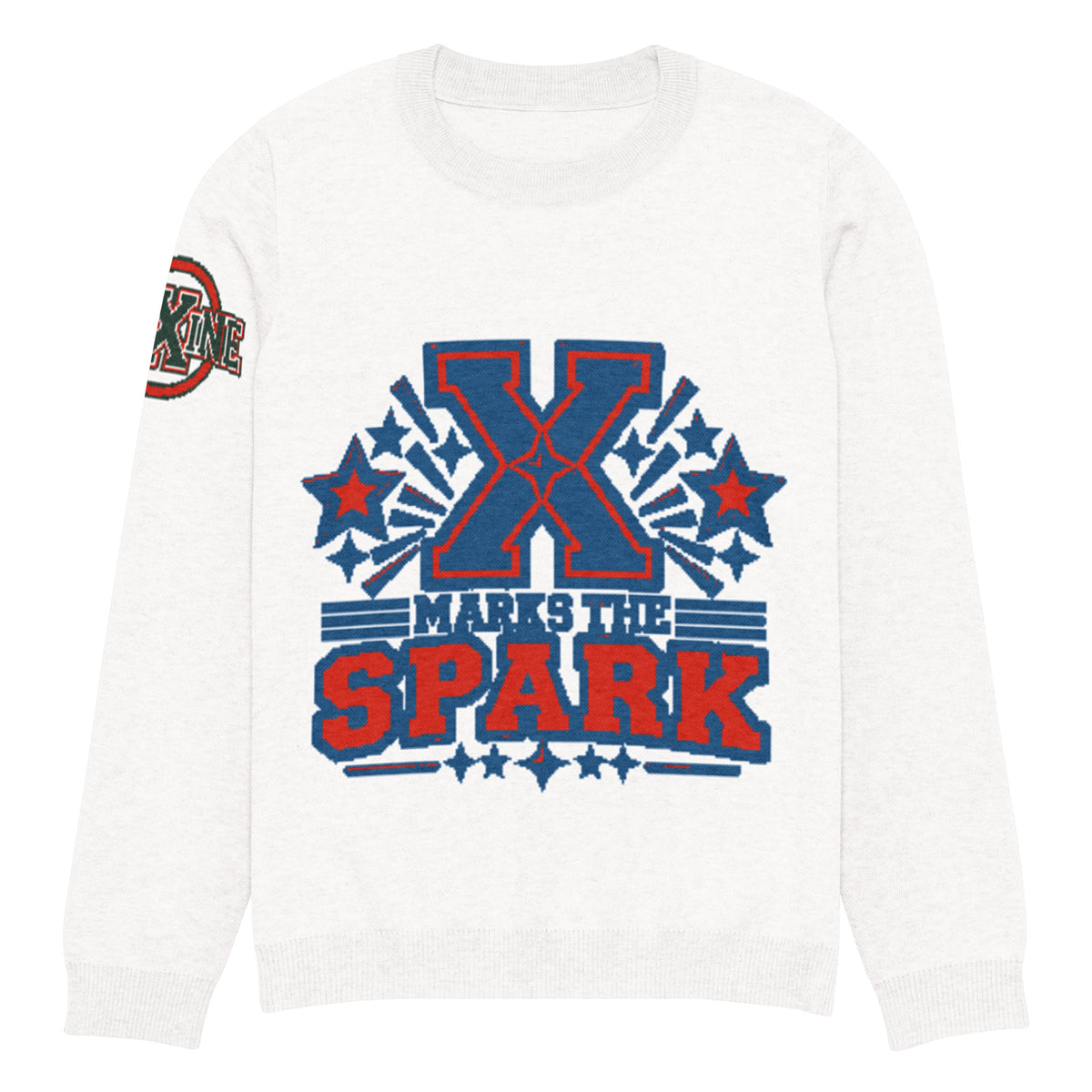 X Marks the Spark Knitted Jumper – Navy & Red