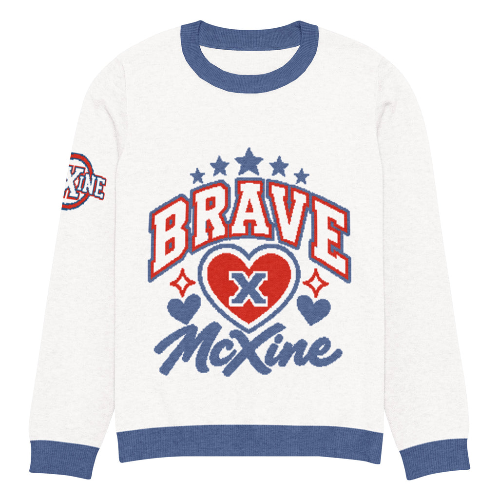 Brave x McXine Knitted Jumper – White & Blue, Unisex