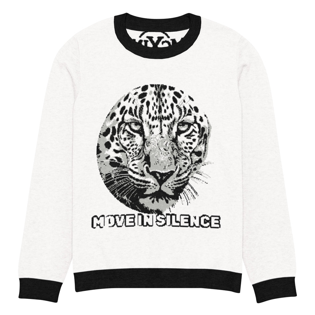 Move in Silence Leopard Knitted Jumper – White, Unisex