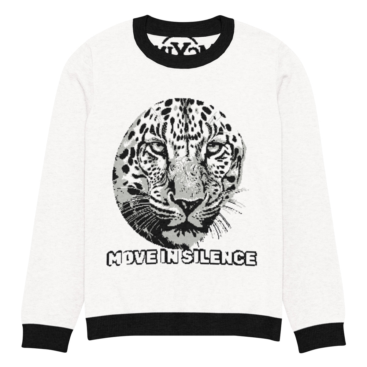 Move in Silence Leopard Knitted Jumper – White, Unisex