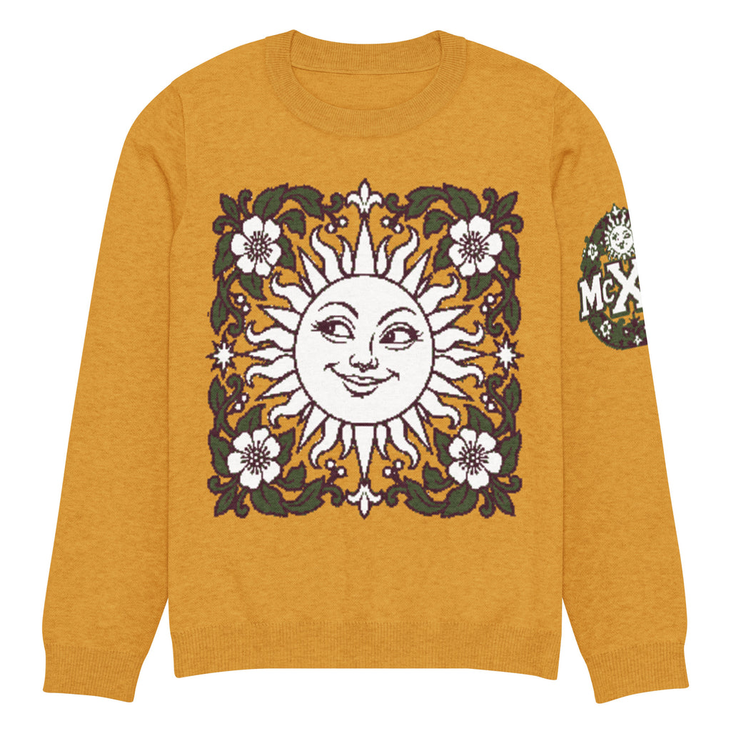 Vintage Sun Botanical Knitted Jumper – Mustard, Unisex