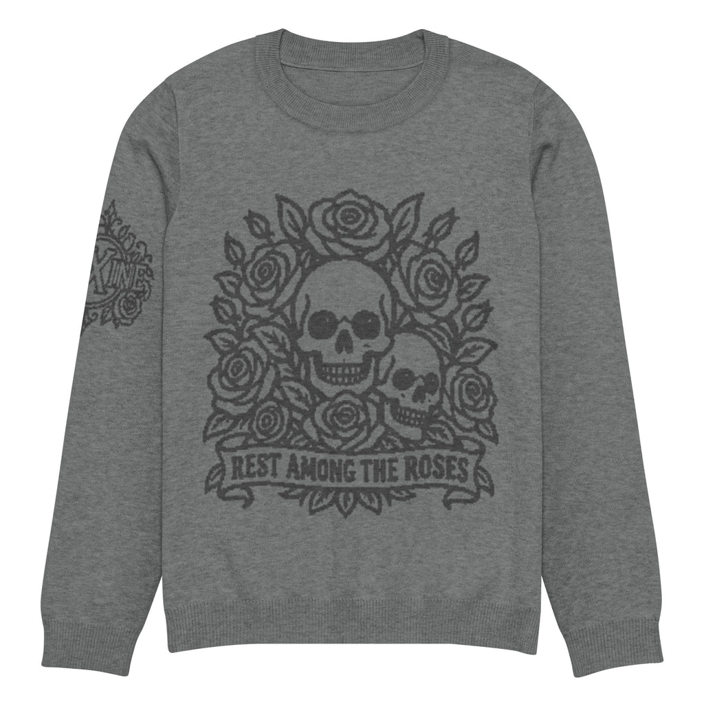 Rest Among the Roses Gothic Knitted Jumper – Grey, Unisex