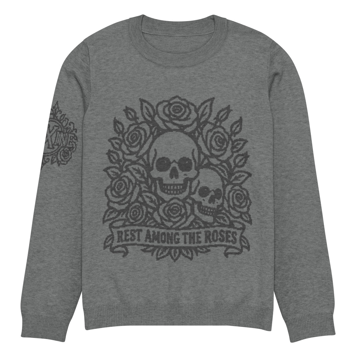 Rest Among the Roses Gothic Knitted Jumper – Grey, Unisex