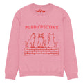 Pink Purr-spective cat knitted jumper, front view