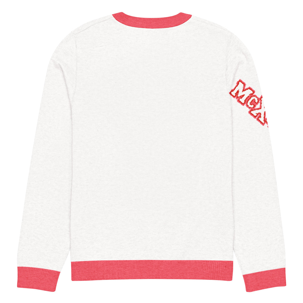 Bloom Knitted Jumper – White & Pink