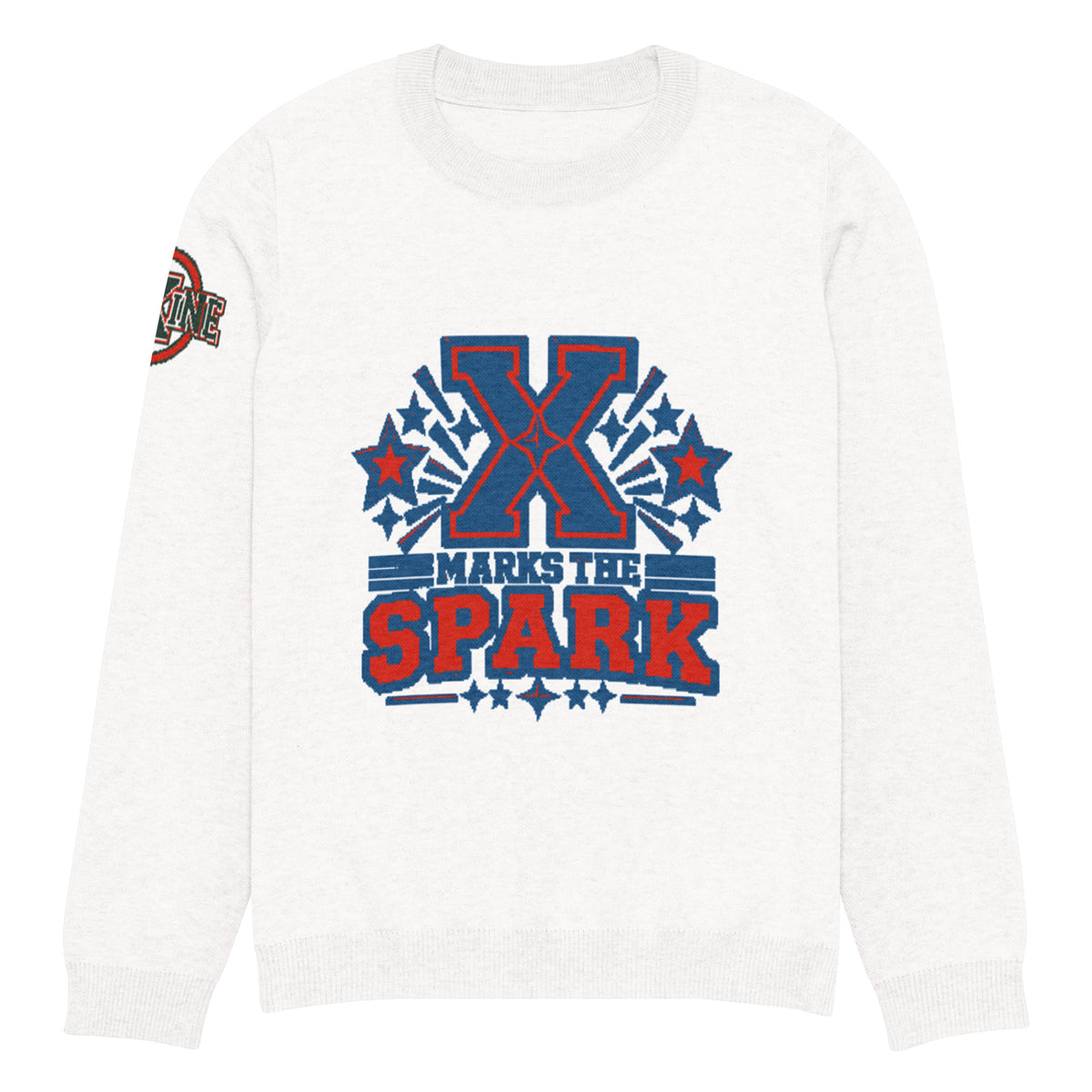 X Marks the Spark Knitted Jumper – Navy & Red