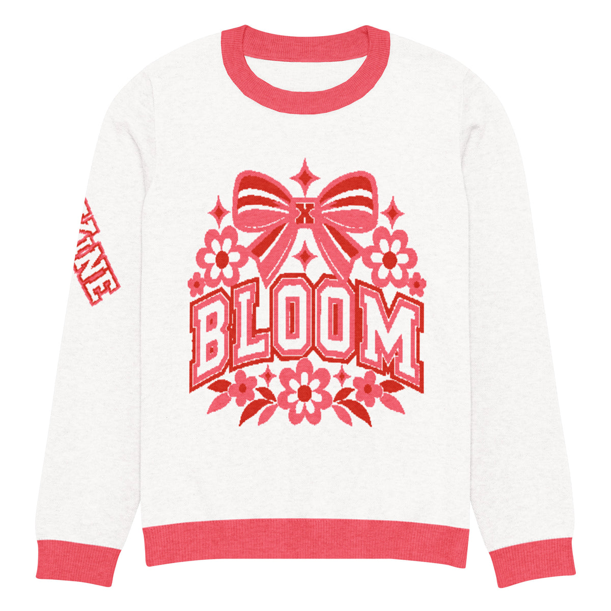 Bloom Knitted Jumper – White & Pink