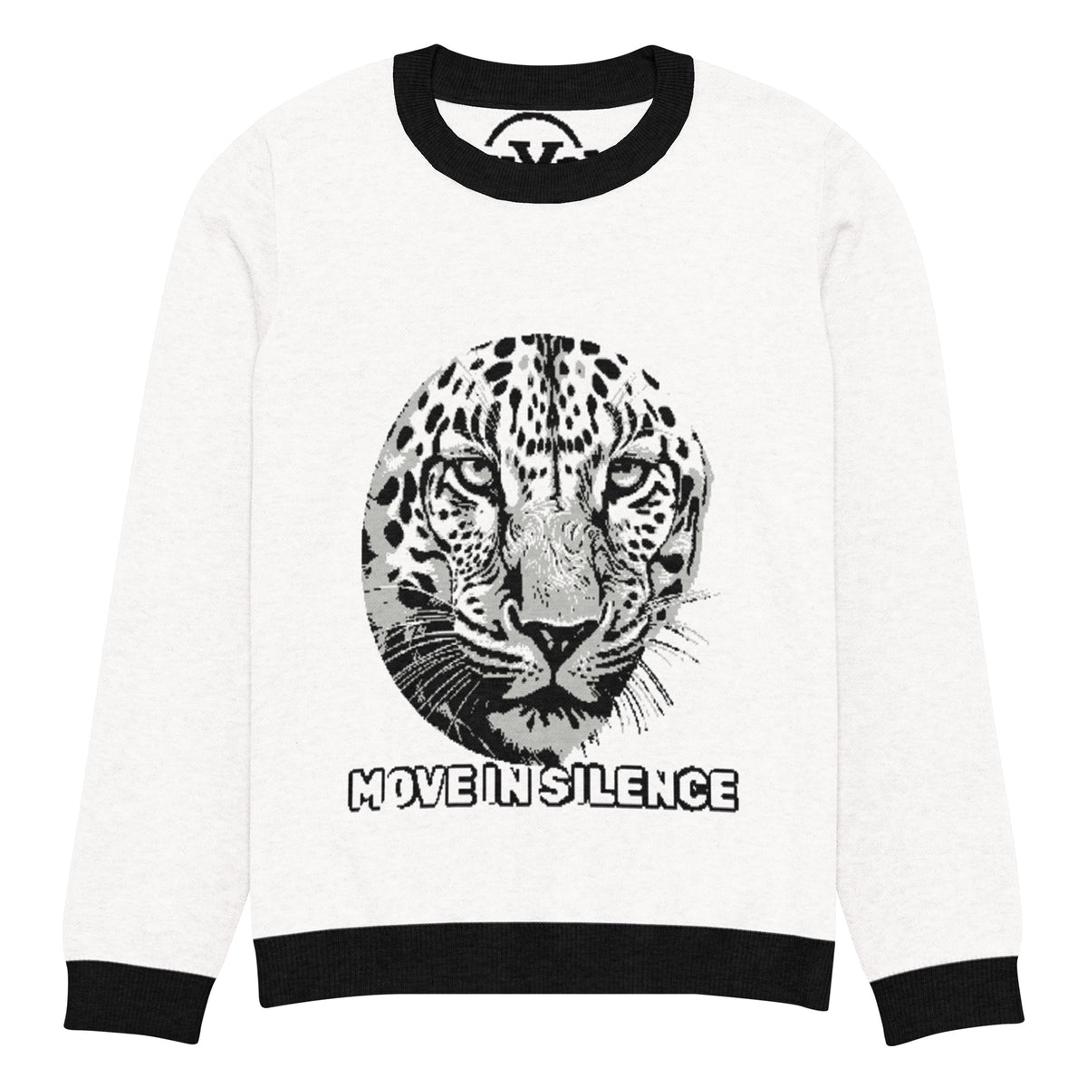 Move in Silence Leopard Knitted Jumper – White, Unisex