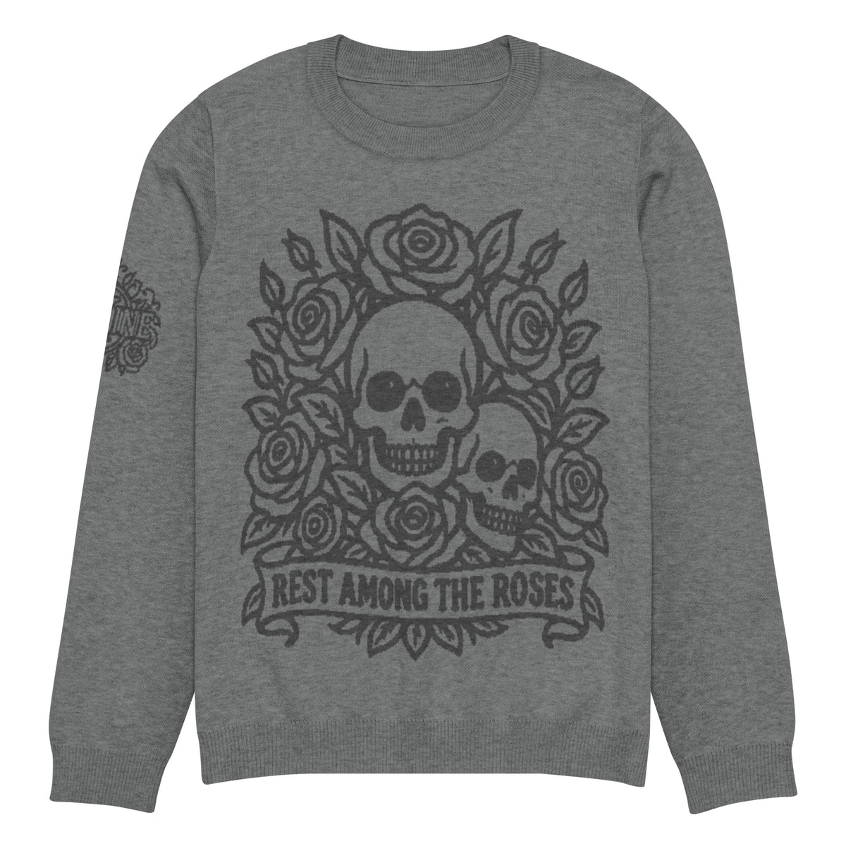 Rest Among the Roses Gothic Knitted Jumper – Grey, Unisex