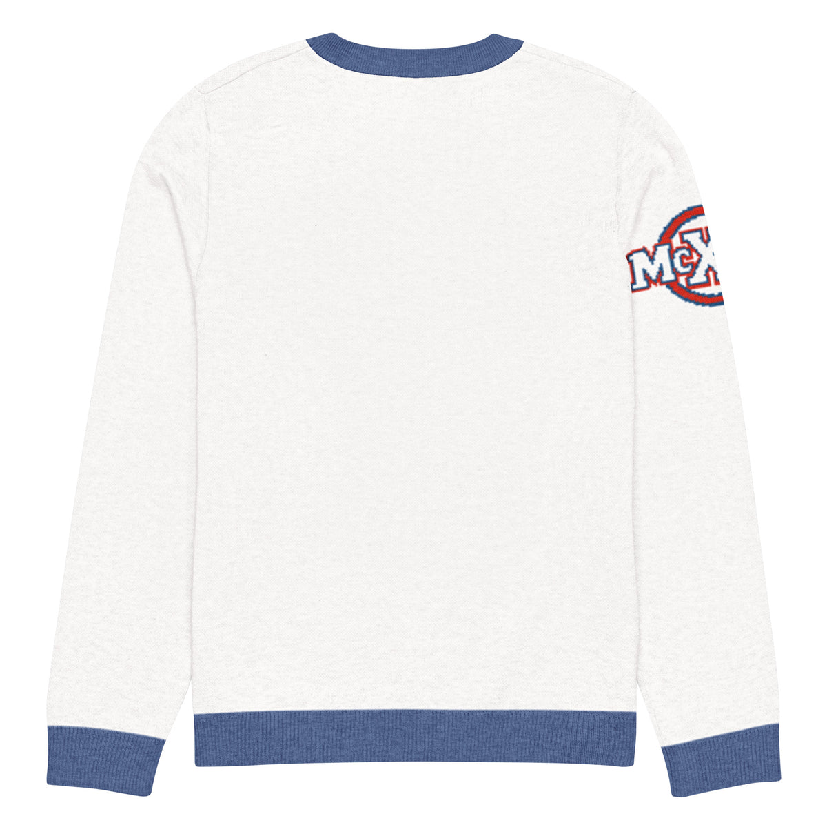 Brave x McXine Knitted Jumper – White & Blue, Unisex