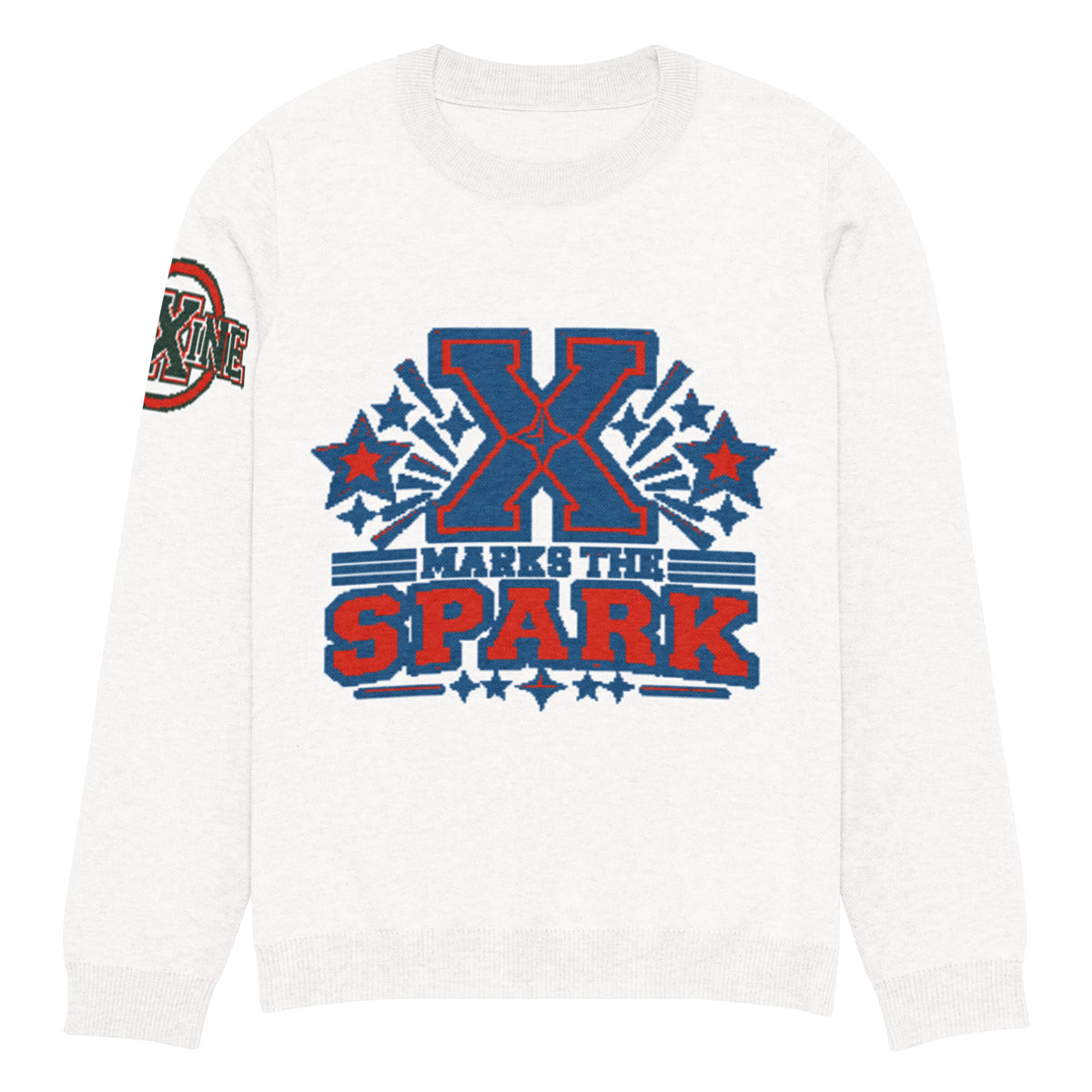 X Marks the Spark Knitted Jumper – Navy & Red