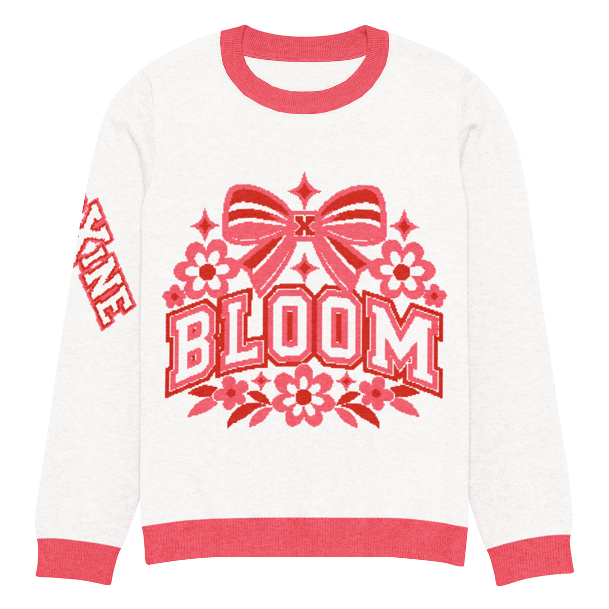 Bloom Knitted Jumper – White & Pink