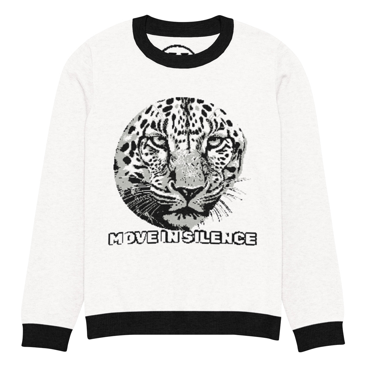 Move in Silence Leopard Knitted Jumper – White, Unisex