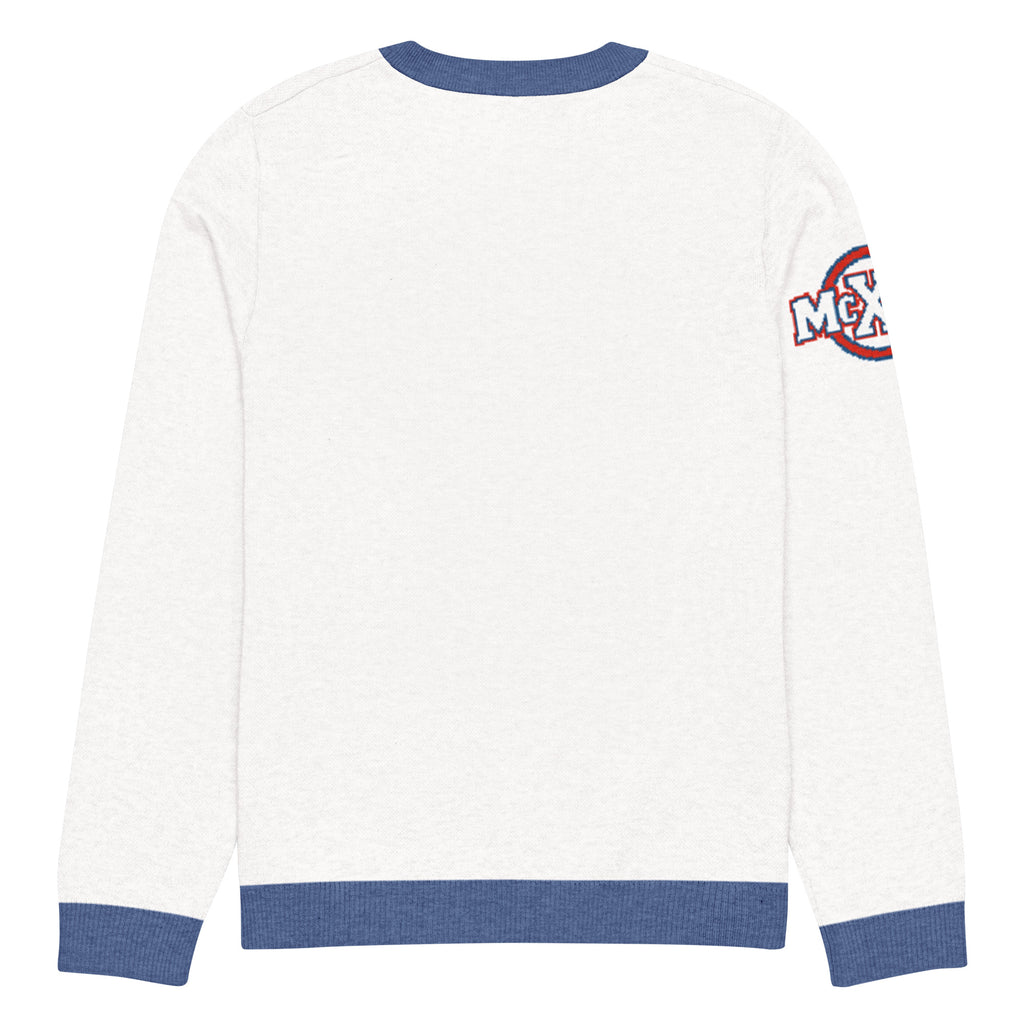 Brave x McXine Knitted Jumper – White & Blue, Unisex