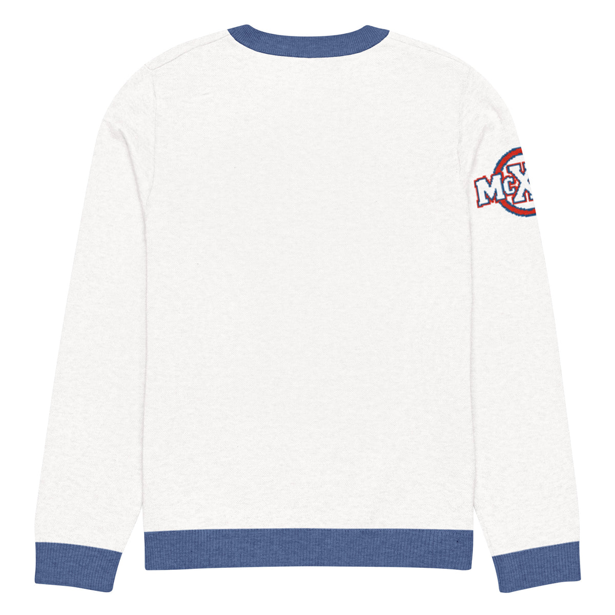 Brave x McXine Knitted Jumper – White & Blue, Unisex